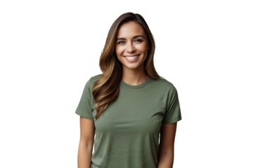 Horizontal shot of pretty Asian woman with dark hair smiles pleasantly looks directly at camera has toothy smile wears white shirt and jumper isolated over white background. Emotions concept.