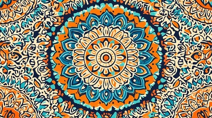 Vibrant Mandala Inspired Abstract Pattern with Intricate Geometric Designs and Spiraling Circular Motifs