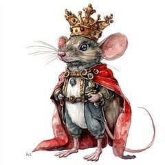The Mouse King from the Nutcracker, watercolor illustration with an isolated background.