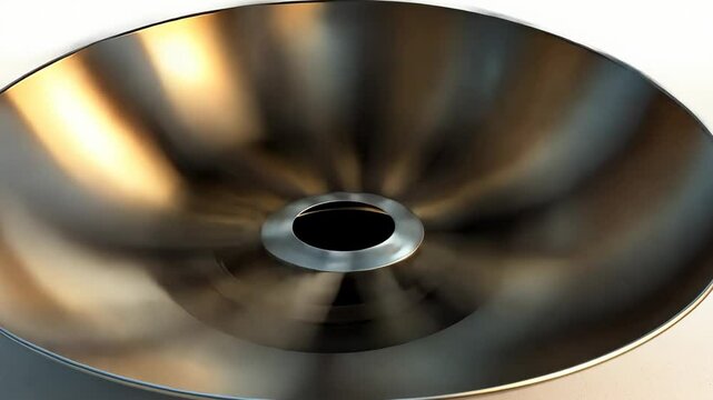 Metallic bowl with a reflective surface, showcasing intricate patterns and smooth edges