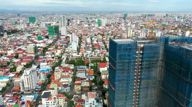 Drone View of Tuol Sleng Genocide Museum in City Center