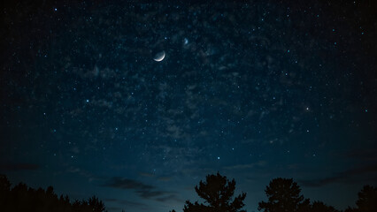 Fototapeta premium A night sky full of stars and a blue moon