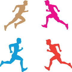 Silhouette of Young Athlete Running Symetrical