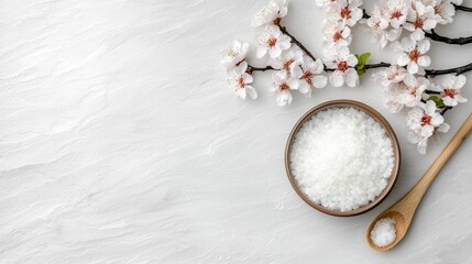 Spring bath salt, blossoms, spa treatment