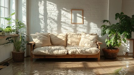 waterlogged interior flood damage