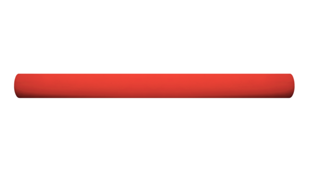 Horizontal concrete roller column painted with blood red paint. On isolated transparent background.