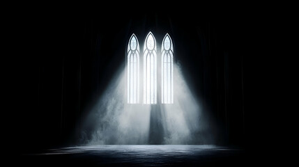 Obraz premium Gothic Church Interior with Light Streaming Through Window