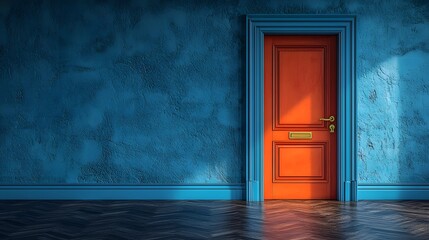 Alluring Glowing Door Invites Curiosity Yet Evokes Doubt in Minimalist Room