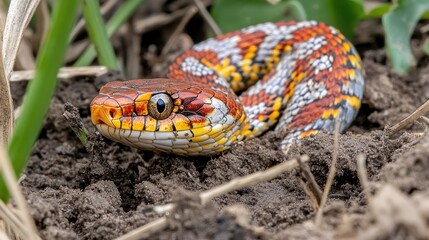 Stunning Close-Up of a Colorful Snake in its Natural Habitat