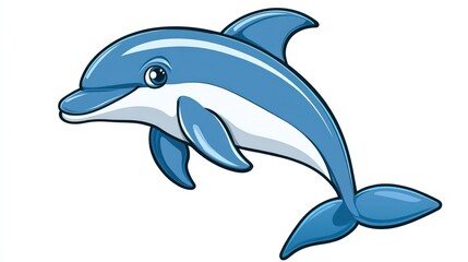 Obraz premium Playful Dolphin Cartoon Illustration