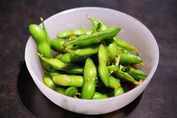 boiled soy beans (edamames). Chinese food 
