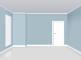 Interior blue sky wall clean room for decoration