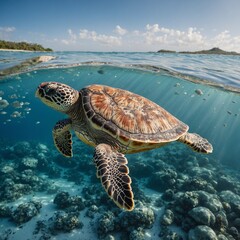 Obraz premium sea turtle on the beach