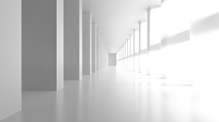 Obraz premium Bright and Spacious Minimalist Interior with White Columns and Light