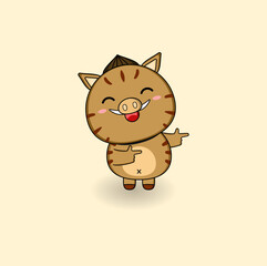 cute cartoon boar mascot illustration vector design. EPS 10.