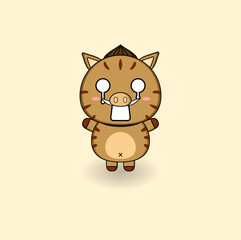 cute cartoon boar mascot illustration vector design. EPS 10.
