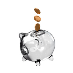 PNG money piggy bank saving finance transparent background 3d concept.