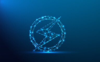 Futuristic Neon Lightning Bolt, Digital Energy Icon, Glowing Electric Power, Cyber Tech Spark, AI Symbol