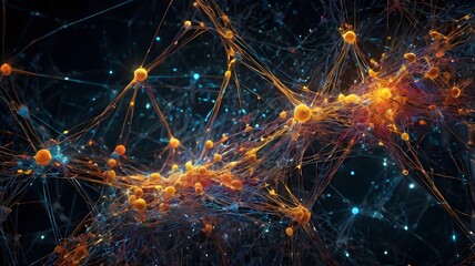 Glowing neural pathways of Intelligence, interwoven with bright data streams and geometric patterns, visualizing futuristic digital connections and deep learning in a cyber-inspired space