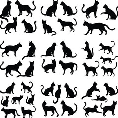 set of cats silhouettes
