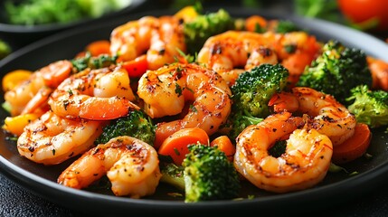 Pan-fried shrimp with vegetables