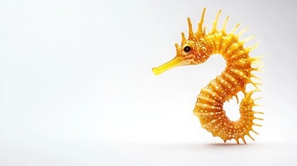 Fototapeta premium Golden Seahorse: A Stunning Marine Creature