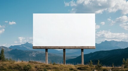 Captivating outdoor billboard set against a stunning mountain backdrop in daylight