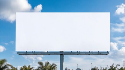 Billboard in urban area awaits advertisement showcasing local events and promotions
