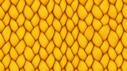 Bright yellow knitted fabric texture with intricate woven patterns for design inspiration