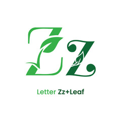 Initial letter z leaf logo design green gradient organic leaf logo