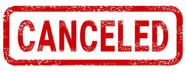 Dirty red stamp mark "CANCELED" surrounded by a rounded frame (cut out)