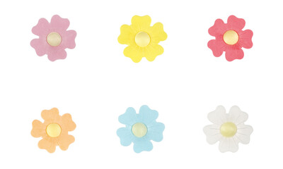 Plastic Artificial Flowers in Daisy Shape for Decoration on Isolated White Background