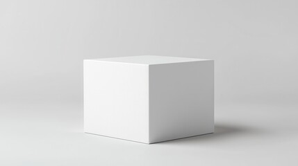 Minimalist white cube on a grey background, symbolizing simplicity and modern design.