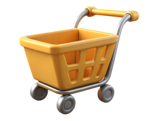 Empty Yellow Shopping Cart Isolated On White Background. Ai generated