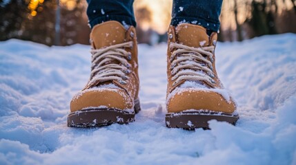 Winter Footwear in a Snowy Landscape 