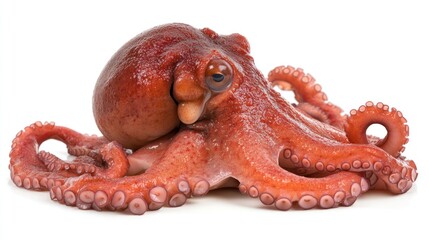 Fototapeta premium A Stunning Red Octopus Close-Up on White Background