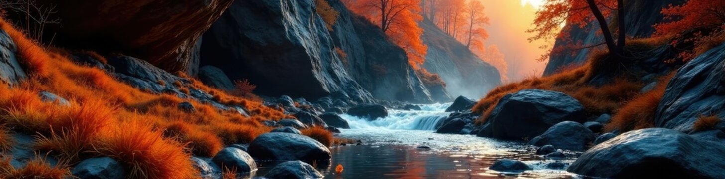 Venature di colore arancione e marrone nella roccia grigia scura, naturale, roccioso, geologia