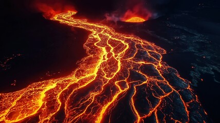 Night vision footage of an erupting volcano