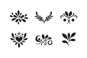 Minimalist Ornament Design Set Vector | Decorative Art & Silhouette Illustration