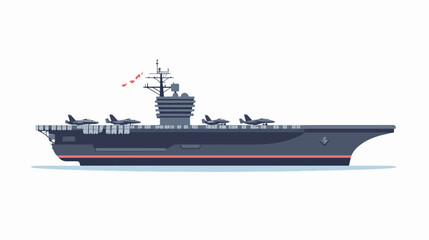 Illustration of a warship. Aircraft carrier.
