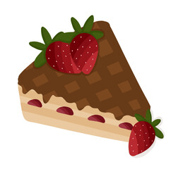 A sweet and creamy chocolate strawberry pie with a crispy crust and fresh fruit topping. A perfect dessert illustration for menus, bakery logos, and digital artwork.