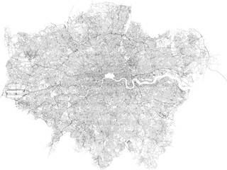 Map of London city transportation routes	