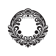 Creative Round Floral Frame Silhouette Vector | Elegant Border Design