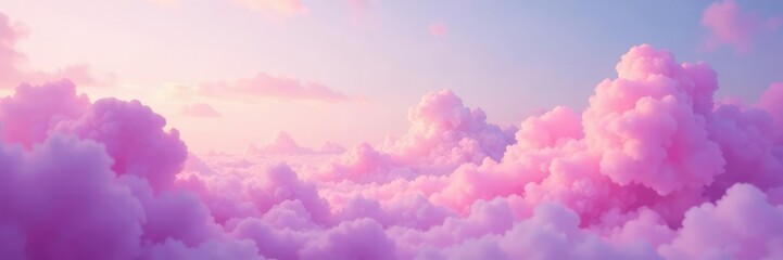 Fototapeta premium Soft pink and purple hues blend in the clouds, light, calming, watercolor