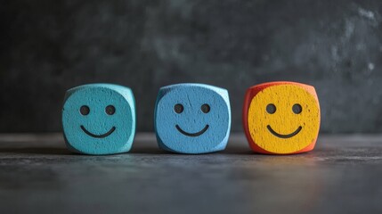 Smiley Cubes Symbolizing Joyful Decision-Making 