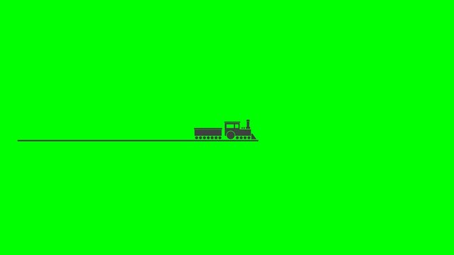 animated loading progress bar with steam train design in green screen background