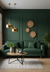 Elegant Minimalism: A Cozy Green Living Space