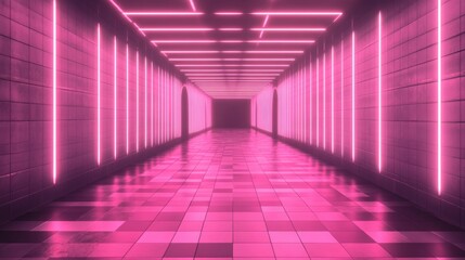 Fototapeta premium An 8K illustration of a retro-futuristic background in aqua blue and green, showcasing a wireframe grid of neon laser swirls, cubes, and square tunnels with stars. Ideal for Retroway synthwave and