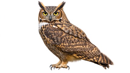 Obraz premium Majestic Great Horned Owl: A Close-Up Portrait