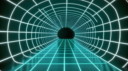 A retro neon blue 3D abstract background with laser lines and light flashes, in a synthwave grid video game style. VJ futuristic sci-fi 80s, 90s, and Y2K wireframe net. Great for a disco music